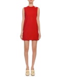 Valentino Sleeveless Jewel-Neck Double-Crepe Shift Dress