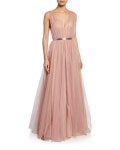J. Mendel Deep V-Neck Gown