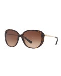 Coach Oval Acetate Sunglasses w/ 3D Stagecoach Detail 