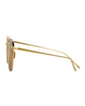 Linda Farrow Semi-Rimless Square Mirrored Titanium Sunglasses 