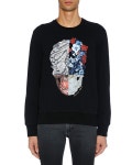 Alexander McQueen Men's Long-Sleeve Sweater with Skull Graphic Alexander McQueen Mens Long-Sleeve Sweater with Skull Graphic