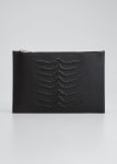 Alexander McQueen Mens Mutton Ribcage Leather Flat Pouch - Bergdorf Goodman Alexander McQueen Mens Mutton Ribcage Leather Flat... 