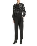 Marc Jacobs Tie-Neck Bishop-Sleeve Abstract-Print Silk Top and Matching Items