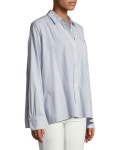 Vince Striped Boxy Button-Down Top