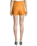 Iro Tenacity Belted High-Rise Leather Paper Bag Shorts