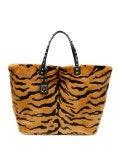 Dolce & Gabbana Beatrice Pellicciotto Tiger Faux-Fur Shopping Tote Bag
