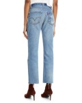 RE/DONE High-Rise Whiskered Stovepipe Jeans with Raw-Edge Hem