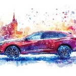 BMW 7 Series car Blue Luxury Sedan in a Winter Cityscape - Watercolor Illustration Drawing by Samson Haas - Fine Art America BMW... 