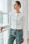 Crop Soft Knit Cardigan - White_NOUVE - 코오롱몰 Crop Soft Knit Cardigan - White