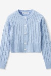 [블론드나인] 라운드 넥 크롭 케이블 가디건_베이비블루 라운드 넥 크롭 케이블 가디건_베이비블루