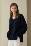 [22FW]Overfit V-neck wool knit - navy_BY GINGER [22FW]Overfit V-neck wool knit - navy