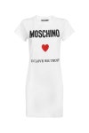 모스키노 여성 원피스 Moschino J0450 0541 LOGO EMBROIDERED... Moschino J0450 0541 LOGO EMBROIDERED COTTON T SHIRT Dress   White... 