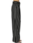Proenza Schouler Belted Striped Wool-twill Wide-leg Pants In Black,white | ModeSens