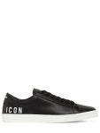 Dsquared2 - Boxer mini icon leather low sneakers - Black/White | Luisaviaroma