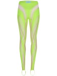 Mugler - Shiny and sheer tulle leggings - Lime/Nude | Luisaviaroma