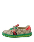 Gucci GG Supreme Canvas Sneaker w/ Tiger Face, Toddler