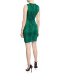 Alice + Olivia Delora Snake-Print Sleeveless Crewneck Mini Dress