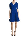 Rickie Freeman for Teri Jon Floral Lace Fit-and-Flare Cocktail Dress, Royal | Neiman Marcus Rickie Freeman for Teri Jon Floral... 