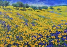 Yellow Hill Painting by Felicia Trales | Saatchi Art Yellow Hill Painting