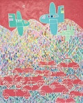 Deep Pink Cars and Green Planes Painting by hanji Park | Saatchi Art