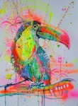 Bird in fluo rain Painting by Marta Zawadzka | Saatchi Art