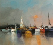 4487 Timid sun - sailing boats Painting by Andres Vivo | Saatchi Art 4487 Timid sun - sailing boats Painting
