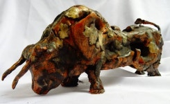  BULL 4  dim:(38 l , 16 h , 12 w) cm mixed technique(modeling mass,iron,grout... Sculpture by Mateo Kos | Saatchi Art  BULL 4... 