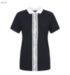 [팜스프링스] 여성 앞중심 배색 포인트 카라 반팔티셔츠_STZL222259