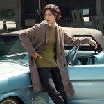 서울스토어 티엔지티 - [박보검 착용]브라운 울혼방 체크 롱코트 TGCO8D104W2