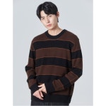 서울스토어 에잇세컨즈 - [에잇세컨즈] 브라운 스트라이프 라운드넥 니트 (269951FY1D)