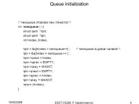19/03/2006 SSST CS260 F. Hadziomerovic 1 Kernel Queues ^ MININT MAXINT ^ 4 2 Head = 32 Tail = 33 NPROC - 1 NPROC ppt download