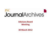 Advisory Board Meeting 30 March Agenda:  Welcome and introductions  Actions from last meeting  Terms of Reference  Membership... 