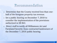 November 23,  Williamson Act & State Subvention  SB 863  Fiscal Impact  Recommendation ppt download
