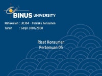 Riset Konsumen Pertemuan 05 Matakuliah: J0384 – Perilaku Konsumen Tahun: Ganjil 2007/ ppt download