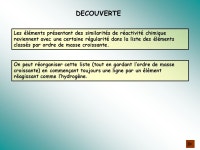 Classification Périodique des Éléments de Mendeleïev Chronologie de la découverte des éléments et principes de la... 