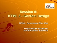 Session 6: HTML 2 - Content Design J0394 – Perancangan Situs Web Program Studi Manajemen Universitas Bina Nusantara. -  ppt... 