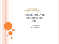 E NVIRONMENTAL E NGINEERING 343 Lecture 9: Wastewater Philadelphia University Faculty of Engineering Department of Civil... 
