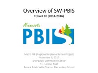 Overview of SW-PBIS Cohort 10 ( ) Metro RIP (Regional Implementation Project) November 6, 2013 Shoreview Community Center T. J.... 