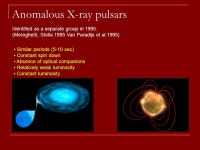 Magnetars: SGRs and AXPs. Magnetars in the Galaxy ~7 SGRs, ~12 AXPs, plus candidates, plus radio pulsars with high magnetic... 