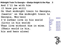 Midnight Train To Georgia – Gladys Knight & the Pips 1 C Em74435 Dm72213 G0232 G70212 D72223 C Em7 Dm7 G x2 L.A. proved too... 