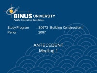 ANTECEDENT Meeting 1 Study Program: S0673 / Building Construction II Period: ppt download