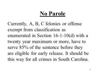 1 _____ March 5, 2009 SC Sentencing Reform Commission Presenter South Carolina Attorney General Henry McMaster S206/H3166... 