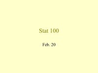 Stat 100 Feb. 20. Stat 100 Read Ch. 15; Try 1-5, 7, 14, 17, 18, 21, 25 Read Chapter ppt download