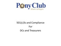 Pony Club – DC and Treasurer Training Organization and Structure USPC, Inc. is an IRS 501(c)(3) tax exempt. -  ppt download