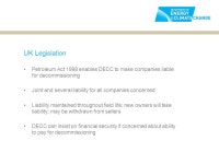 Regulations in the North Sea Keith Mayo, Head of Offshore Decommissioning, DECC, UK Date 1/2 October ppt download