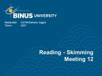 Reading - Skimming Meeting 12 Matakuliah: G0794/Bahasa Inggris Tahun: ppt download