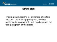 Reading - Skimming Meeting 12 Matakuliah: G0794/Bahasa Inggris Tahun: ppt download