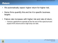 ENGG 401 X2 Fundamentals of Engineering Management Spring 2008 Chapter 7: Uncertainty and Risk Analysis Dave Ludwick Dept. of... 