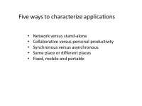 Skills: none Concepts: two uses of the word “application,” networked vs. stand-alone, collaborative vs. personal productivity... 