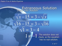 Chapter 5 Sec 8 Radical Equations. 2 of 7 Chapter 5 Sec 8: Radical Equations Solve Radical Equations Equations with radical that... 